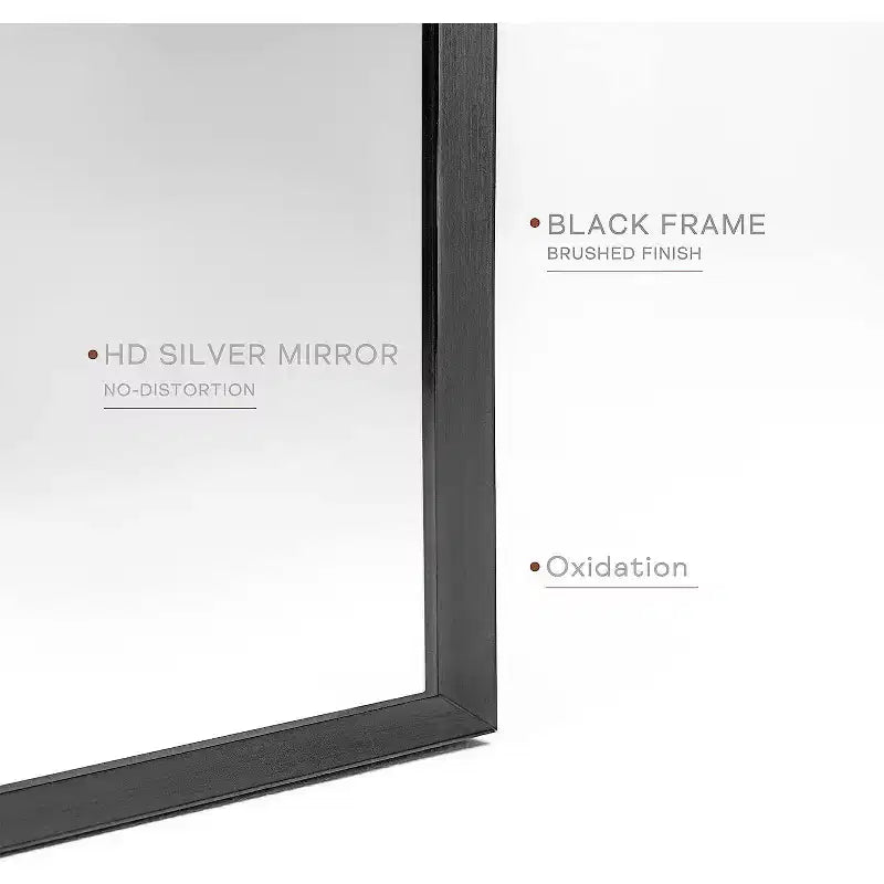 Miroir mural de salle de bain avec arche en métal noir