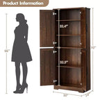 Meuble de rangement autoportant de 178 cm de hauteur avec 4 portes et étagères ouvertes, armoire de rangement réglable pour salle à manger, salle de bain, salon