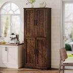 Meuble de rangement autoportant de 178 cm de hauteur avec 4 portes et étagères ouvertes, armoire de rangement réglable pour salle à manger, salle de bain, salon
