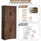 Meuble de rangement autoportant de 178 cm de hauteur avec 4 portes et étagères ouvertes, armoire de rangement réglable pour salle à manger, salle de bain, salon