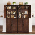 Meuble de rangement autoportant de 178 cm de hauteur avec 4 portes et étagères ouvertes, armoire de rangement réglable pour salle à manger, salle de bain, salon