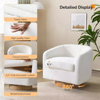 VINGLI Fauteuil Pivotant 360° avec Base en Bois Usiné et Coussin Amovible pour Salon, Chambre à Coucher