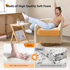 VINGLI Fauteuil Pivotant 360° avec Base en Bois Usiné et Coussin Amovible pour Salon, Chambre à Coucher
