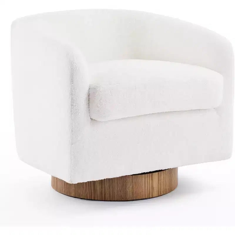 VINGLI Fauteuil Pivotant 360° avec Base en Bois Usiné et Coussin Amovible pour Salon, Chambre à Coucher