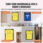 Cadre d'affichage pour maillot VEVOR, 24 x 32 x 1,5 pouces, grande boîte vitrine de maillot de sport verrouillable avec verre PC de protection UV à 98 % et cintres, noir