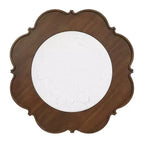 Table basse Petal ModernLuxe avec verre à motif craquelé blanc, table basse de cocktail du milieu du siècle à 2 niveaux, table d'appoint de canapé en rotin, Noyer