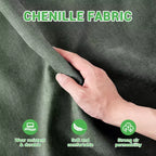 Canapé 2 places en velours chenille vert, structure en bois de haute qualité avec accoudoirs, 2 coussins lombaires inclus, éponge résistante, installation facile