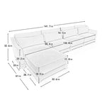 Canapé 4 places en tissu chenille beige avec 1 pouf mobile, éponge haute résilience, facile à installer