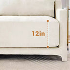 Canapé 4 places en tissu chenille beige avec 1 pouf mobile, éponge haute résilience, facile à installer