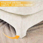 Canapé 4 places en tissu chenille beige avec 1 pouf mobile, éponge haute résilience, facile à installer