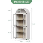 Bibliothèque arquée de 183 cm CuisinSmart, étagère de style ferme moderne avec 4 portes vitrées/en bois et étagère ouverte, meuble de rangement autonome.