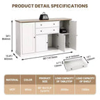 TROPOW 58 Buffet Bahut avec Rangement avec 4 Portes et 2 Tiroirs, Meuble de Rangement de Cuisine en Bois Style Ferme, Meuble de Rangement, Meuble Bar à Café