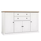 TROPOW 58 Buffet Bahut avec Rangement avec 4 Portes et 2 Tiroirs, Meuble de Rangement de Cuisine en Bois Style Ferme, Meuble de Rangement, Meuble Bar à Café