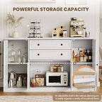 TROPOW 58 Buffet Bahut avec Rangement avec 4 Portes et 2 Tiroirs, Meuble de Rangement de Cuisine en Bois Style Ferme, Meuble de Rangement, Meuble Bar à Café