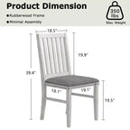 Ensemble table de salle à manger ronde extensible VECELO, table en bois d'hévéa avec 4/6 chaises de salle à manger rembourrées sans accoudoirs pour cuisine, gris