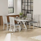 Ensemble table de salle à manger ronde extensible VECELO, table en bois d'hévéa avec 4/6 chaises de salle à manger rembourrées sans accoudoirs pour cuisine, gris