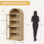 Bibliothèque haute GustoWave 71,4 pouces à arc avec 4 portes et 2 tiroirs, étagères de rangement pour vitrine de 15,8 pouces de profondeur, étagère en bois