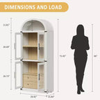 Bibliothèque haute GustoWave 71,4 pouces à arc avec 4 portes et 2 tiroirs, étagères de rangement pour vitrine de 15,8 pouces de profondeur, étagère en bois