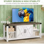 Meuble TV de ferme DobleePy 60 avec portes et étagères, centre de divertissement pour TV jusqu'à 65 pouces, rangement spacieux et durable