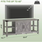 Meuble TV de ferme DobleePy 60 avec portes et étagères, centre de divertissement pour TV jusqu'à 65 pouces, rangement spacieux et durable