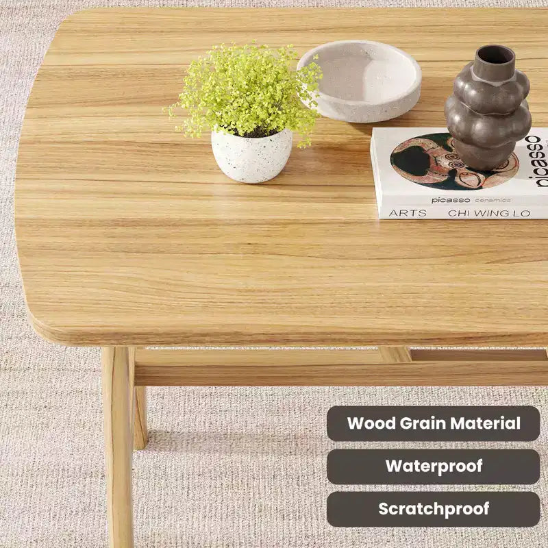 PexFix Table de salle à manger 47 pour 4-6 personnes, Table de cuisine en bois, Table de dîner moderne avec cadre en bois robuste pour salle à manger et cuisine, Nature