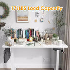 PexFix Bureau assis-debout électrique 122 x 61 cm, plateau blanc, hauteur réglable, pour ordinateur, bureau à domicile avec plateau en deux parties