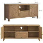 Meuble TV de ferme de 65 pouces avec porte d'armoire, console multimédia rustique avec étagère réglable et rangement pour le salon