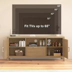 Meuble TV de ferme de 65 pouces avec porte d'armoire, console multimédia rustique avec étagère réglable et rangement pour le salon