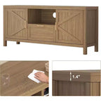 Meuble TV de ferme de 65 pouces avec porte d'armoire, console multimédia rustique avec étagère réglable et rangement pour le salon