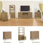 Meuble TV de ferme de 65 pouces avec porte d'armoire, console multimédia rustique avec étagère réglable et rangement pour le salon