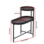 MAYEERTY Table d'appoint de rangement noire à 2 niveaux, cadre en métal et plateau en bois pour salon