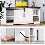 Meuble TV de ferme pour téléviseurs de 65 pouces, meuble TV avec portes de grange, rangement et étagères, meuble console TV moderne