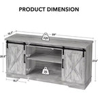 Meuble TV de ferme pour téléviseurs de 65 pouces, meuble TV avec portes de grange, rangement et étagères, meuble console TV moderne