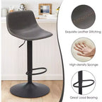 PexFix Lot de 2 tabourets de bar réglables pivotants de style Mid-Century avec dossier, tabourets de comptoir en cuir PU gris clair