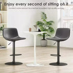 PexFix Lot de 2 tabourets de bar réglables pivotants de style Mid-Century avec dossier, tabourets de comptoir en cuir PU gris clair