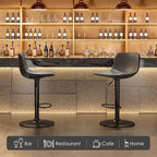 PexFix Lot de 2 tabourets de bar réglables pivotants de style Mid-Century avec dossier, tabourets de comptoir en cuir PU gris clair