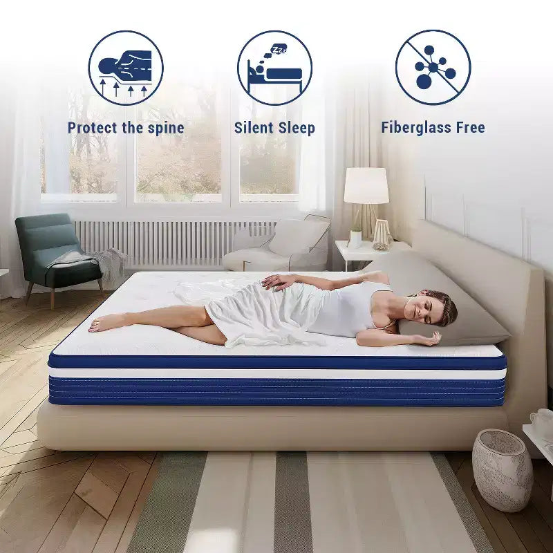 Matelas Hybride Swedrea, Mousse à Mémoire de Forme Respirante Refroidissante (Fermeté Moyenne), en Boîte, Blanc