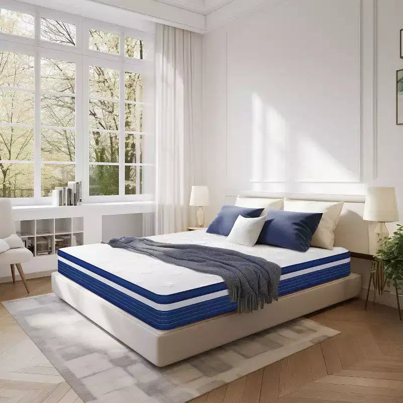 Matelas Hybride Swedrea, Mousse à Mémoire de Forme Respirante Refroidissante (Fermeté Moyenne), en Boîte, Blanc