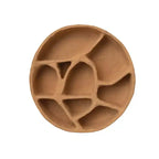 Storied Home Round Paper Mache Wall Shelf with Multiple Sections, Mustard