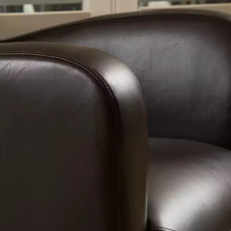 Fauteuil club pivotant contemporain Oria en cuir reconstitué GDFStudio