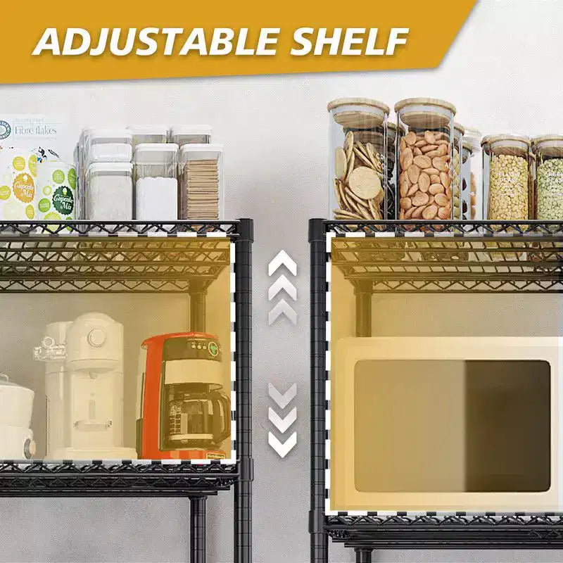 Étagères métalliques réglables de rangement robuste, unité de rayonnage en fil de fer avec roues 1200 lb NSF