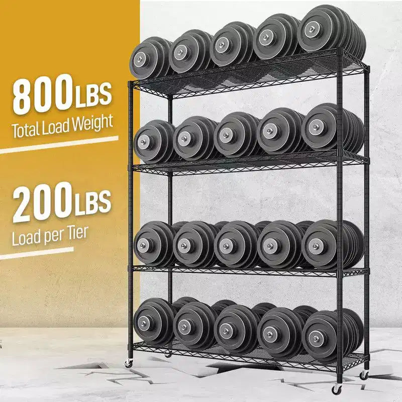 Étagères métalliques réglables de rangement robuste, unité de rayonnage en fil de fer avec roues 1200 lb NSF