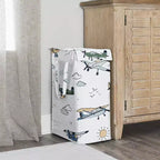 Sweet Jojo Designs Panier à linge pliable pour garçon avec poignées Motif avion vintage Vert bleu et jaune