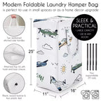 Sweet Jojo Designs Panier à linge pliable pour garçon avec poignées Motif avion vintage Vert bleu et jaune