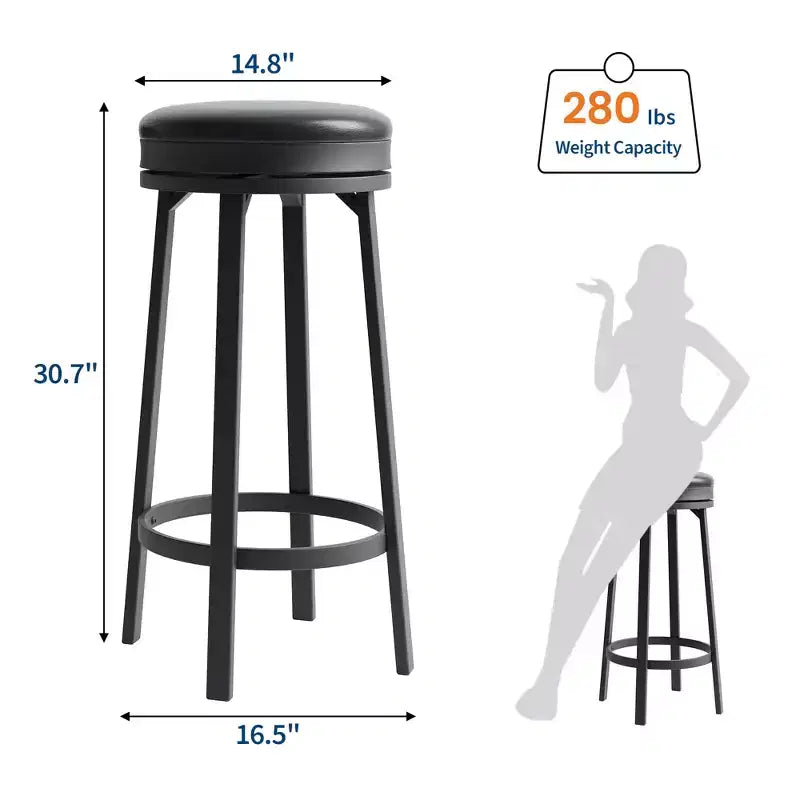 Lot de 2 tabourets de bar rotatifs de 76 cm avec structure en fer, siège en MDF, pivotement à 360 degrés, construction durable et design moderne