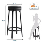 Lot de 2 tabourets de bar rotatifs de 76 cm avec structure en fer, siège en MDF, pivotement à 360 degrés, construction durable et design moderne