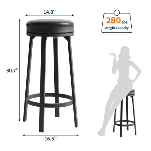 Lot de 2 tabourets de bar rotatifs de 76 cm avec structure en fer, siège en MDF, pivotement à 360 degrés, construction durable et design moderne