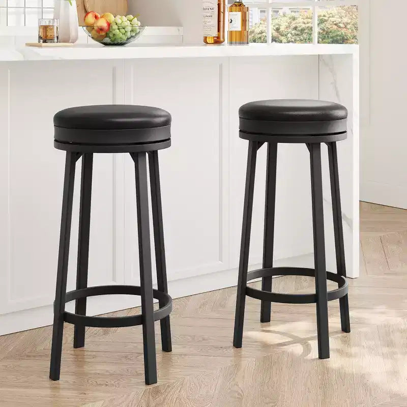 Lot de 2 tabourets de bar rotatifs de 76 cm avec structure en fer, siège en MDF, pivotement à 360 degrés, construction durable et design moderne