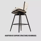 Tabourets de bar pivotants Okak 26, lot de 2, revêtement en daim avec repose-pieds et dossier tissé, pieds noirs, tabourets de comptoir pour îlot de cuisine