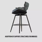 Tabourets de bar pivotants Okak 26, lot de 2, revêtement en daim avec repose-pieds et dossier tissé, pieds noirs, tabourets de comptoir pour îlot de cuisine